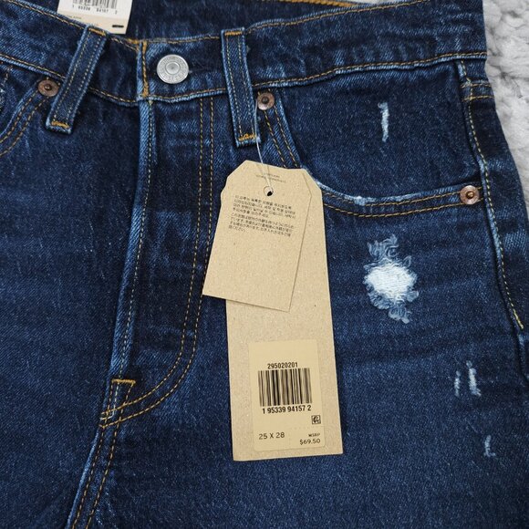 Levi's 501 Skinny Jeans Women's Size 25 x 28 Dark Wash Denim 501S Distressed - Picture 4 of 8